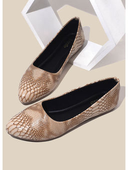 YASSIO - Women Embellished Beige Metallic Ballerinas