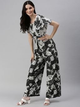 SHOWOFFFF - Womens Printed White Round Neck Co-ords (Set of 2)