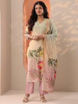 Libas - Silk blend Straight Kurta with Pant and Dupatta for Women