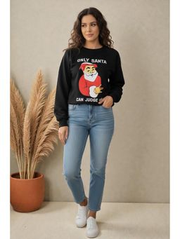 ASHTAG - Only Santa Can Judge Me Christmas Black Sweatshirt
