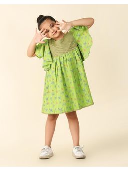 Fabindia - Green Cotton Printed Dress