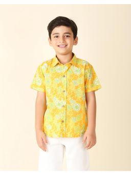 Fabindia - Yellow Cotton Printed Shirt
