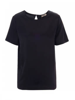 Weekend Max Mara - Black Solid Round Neck T-Shirt