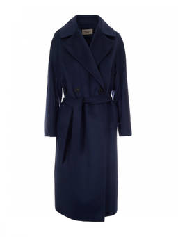 Weekend Max Mara - Blue Solid Notched Lapel Trench Coat