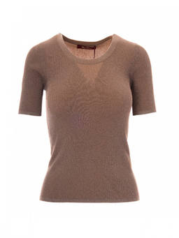 Max Mara Studio - Natural Knitted Round Neck Top
