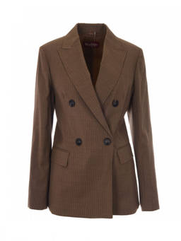 Max Mara Studio - Brown Stripes Peaked Lapel Blazer