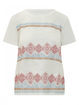 Weekend Max Mara - Off White Printed Round Neck T-Shirt (2XL)