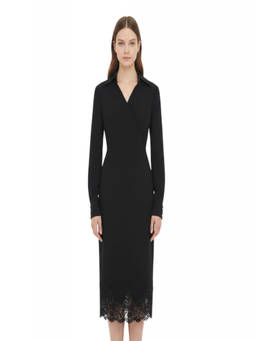 Alberta Ferretti - Black V Neck Midi Dress (S)