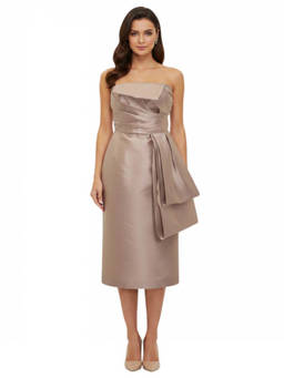 Alberta Ferretti - Light Brown Strapless Midi Dress (M)