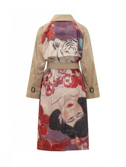 Weekend Max Mara - Beige Solid Notched Lapel Trench Coat (L)