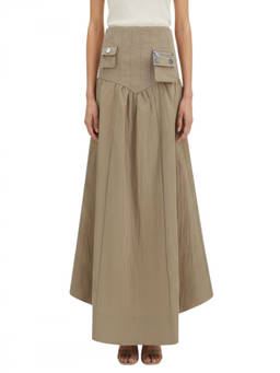 Ganni - Beige Solid Midi Skirt (23)