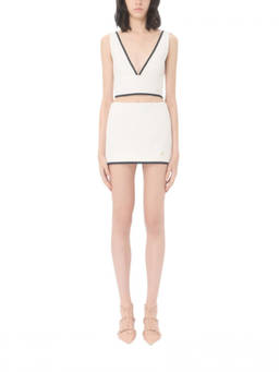 Valentino - White Solid V Neck Top (L)
