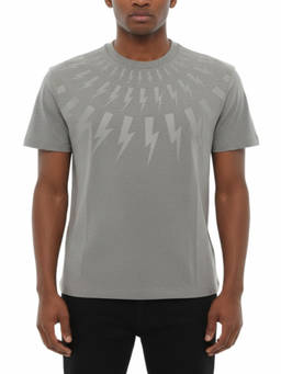 Neil Barrett - Grey Printed Crew Neck T-Shirt (S)