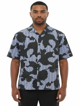 Neil Barrett - Light Blue Boxy Floral Shirt