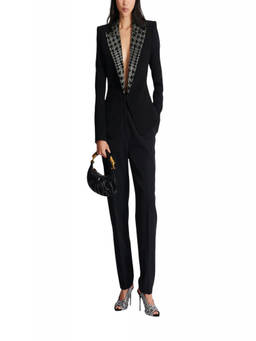 BALMAIN - Black Embroidered Peaked Lapel Blazer