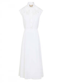 Valentino - White Cotton Embroidery Midi Dress (S)