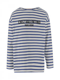 Valentino - Blue Crewneck Striped T-Shirt