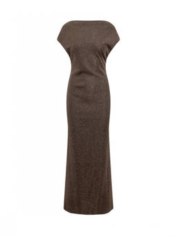 Max Mara The Cube - Brown Textured Boat Neck Maxi Dress (M)