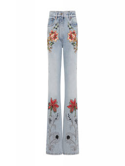 Valentino - Blue Flower Embroidered Jeans (26)