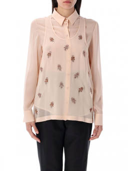 Fendi - Peach Embroidered Georgette Top (L)