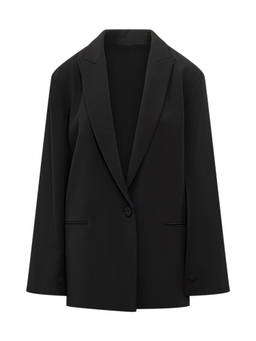 Alberta Ferretti - Black Solid Notched Lapel Blazer