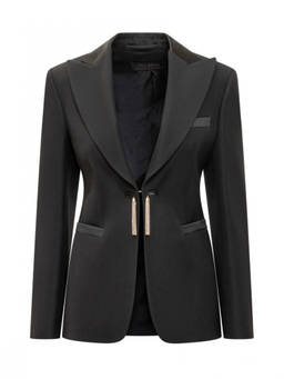Max Mara The Cube - Black Solid Shawl Lapel Blazer