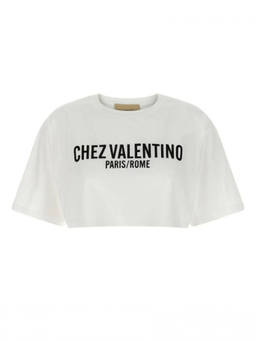 Valentino - White Crew Neck Crop T-Shirt