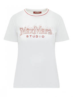 Max Mara Studio - White Logo Crew Neck T-Shirt