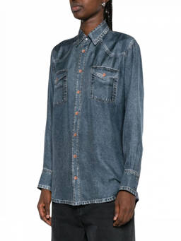 Pierre-Louis Mascia - Blue Denim-Print Silk Shirt