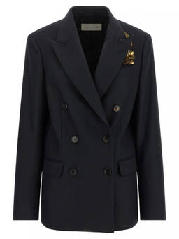 Dries Van Noten - Blue Embellished Peaked Lapel Blazer