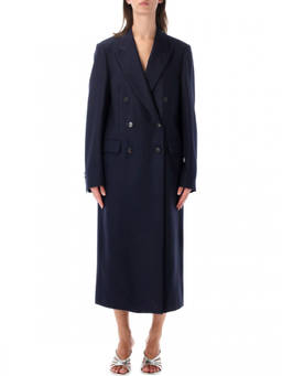 Dries Van Noten - Blue Peaked Lapel Trench Coat