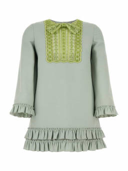 Valentino - Green Bead Sequined Bow Ruffled Mini Dress (S)