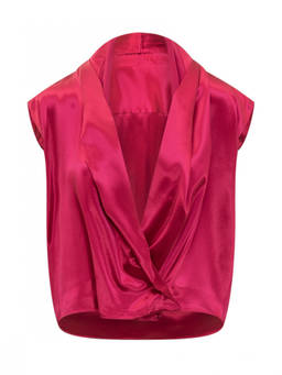 Alberta Ferretti - Pink Solid V Neck Top (L)