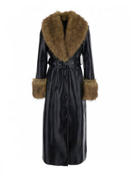 STAND STUDIO - Black Faux Leather Trench Coat