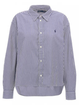 POLO RALPH LAUREN - Blue Striped And Logo Shirt