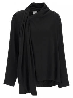 Nude - Black Solid Asymmetric Neck Top
