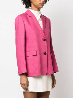 S Max Mara - Pink Single-Breasted Linen Blazer (XS)