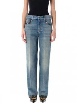 Valentino - Blue Floral Print Jeans