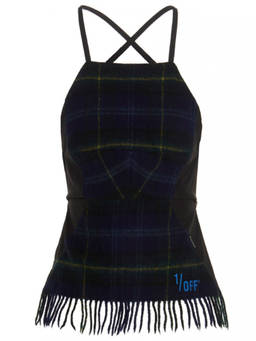 1/OFF - Black Checked Scarf Top (S)