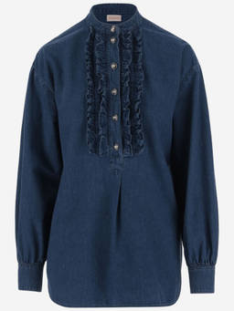 Valentino - Dark Blue Cotton Denim Shirt
