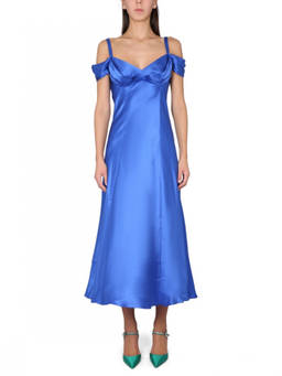 Alberta Ferretti - Blue Off Shoulder Midi Dress (L)