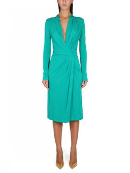 Alberta Ferretti - Green V Neck Midi Dress