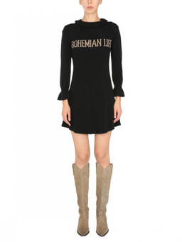 Alberta Ferretti - Black Graphic Round Neck Mini Dress (S)