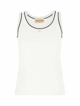 Valentino - White Solid Round Neck Top