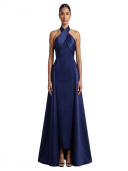 SOLACE London - Blue Halter Neck Maxi Dress