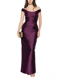 SOLACE London - Dark Purple Off Shoulder Maxi Dress