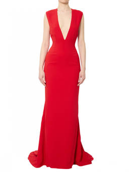 SOLACE London - Red V Neck Maxi Dress (S)