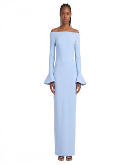 SOLACE London - Light Blue Off Shoulder Maxi Dress (M)