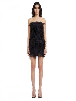 THE ATTICO - Black Embellished Strapless Mini Dress