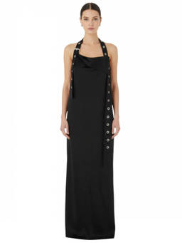OFF-WHITE - Black Halter Neck Maxi Dress (S)